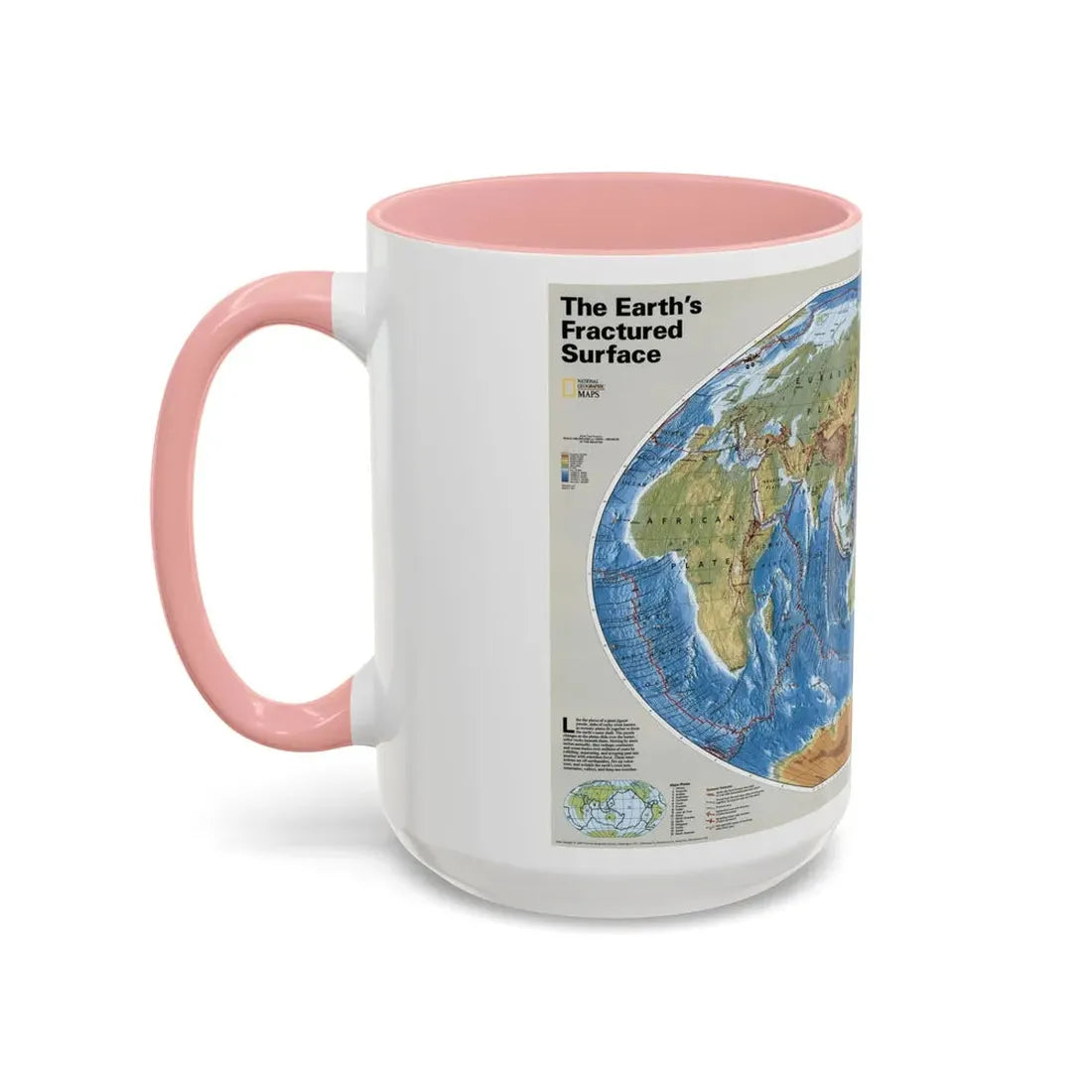 World Map - Tectonic Plates (1999) (Map) Accent Coffee Mug - Go Mug Yourself