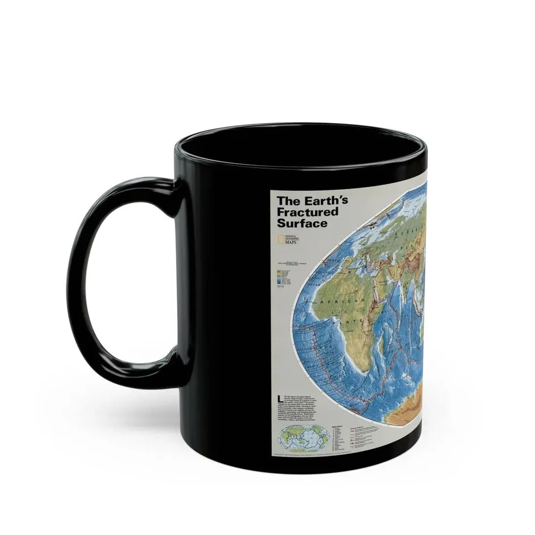 World Map - Tectonic Plates (1999) (Map) Black Coffee Mug - Go Mug Yourself