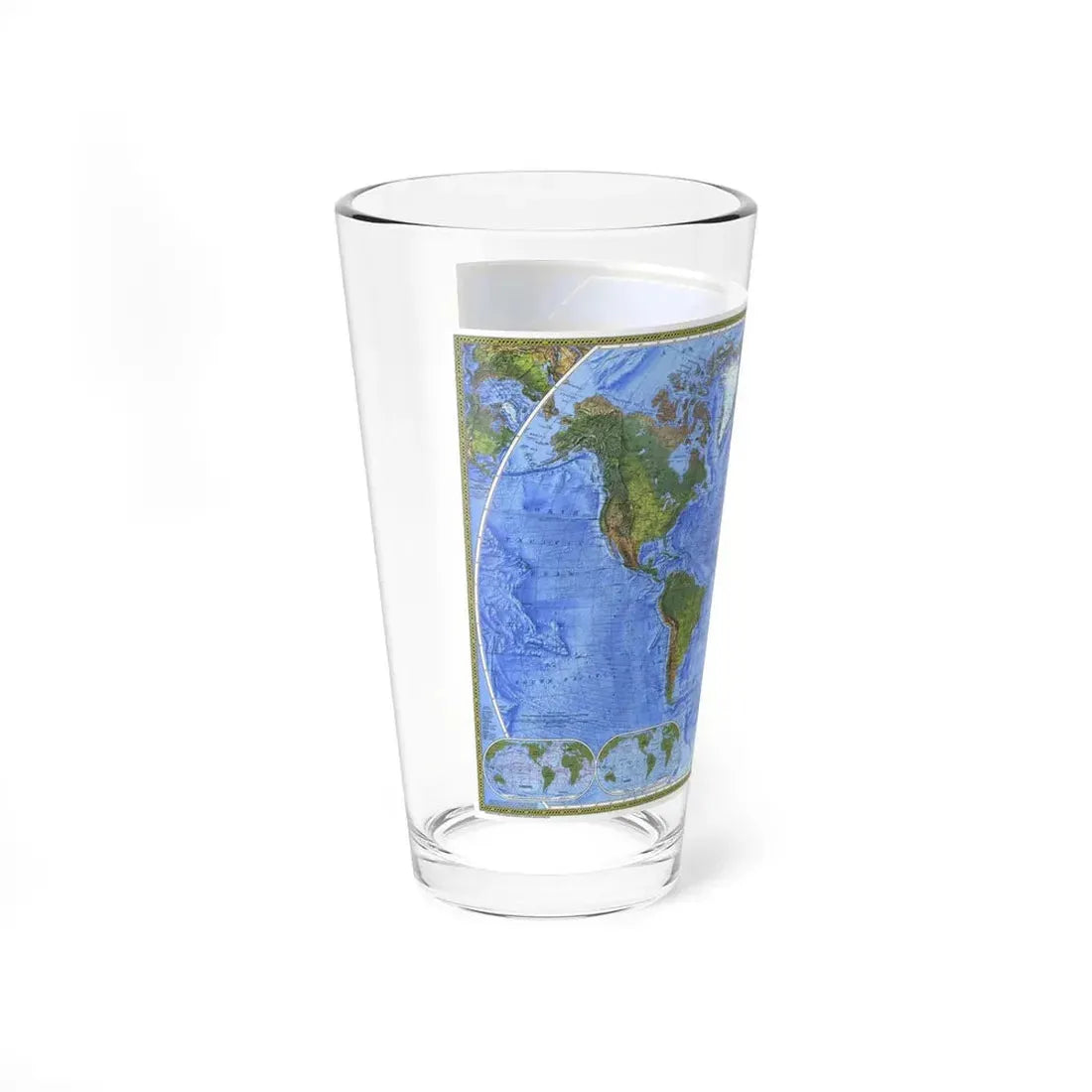 World Map - The Physical World (1975) (Map) Pint Glass 16oz - Go Mug Yourself