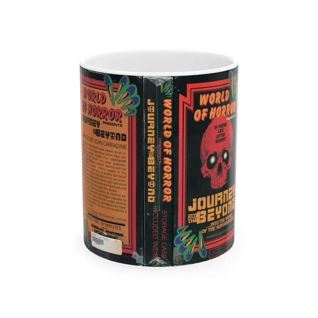 WORLD OF HORROR JOURNEY INTO THE BEYOND (VHS COVER) - White Coffee Mug 11oz - Go Mug Yourself