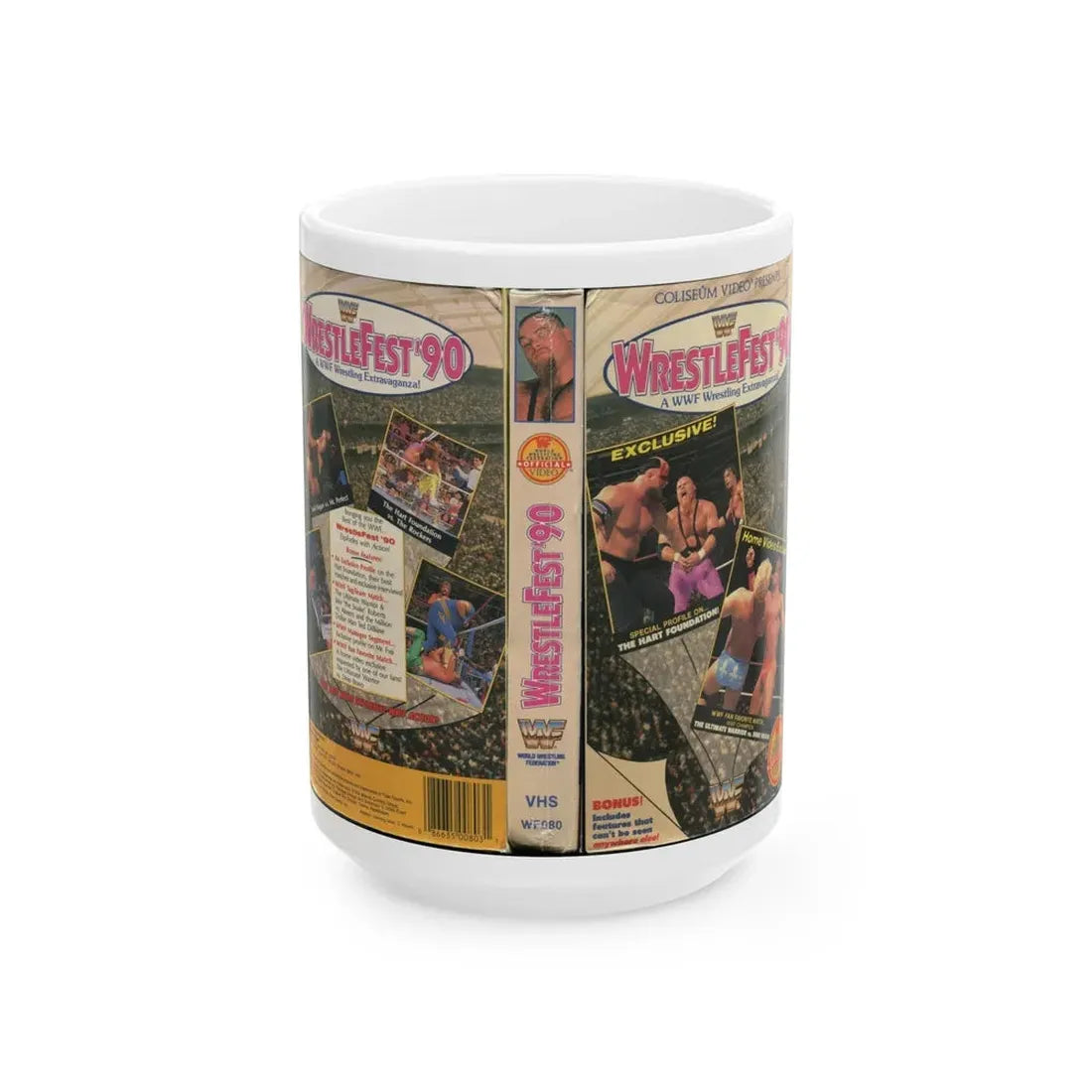 WRESTLEFEST 90 A WWF WRESTLING EXTRAVAGANZA (VHS COVER) - White Coffee Mug 15oz - Go Mug Yourself