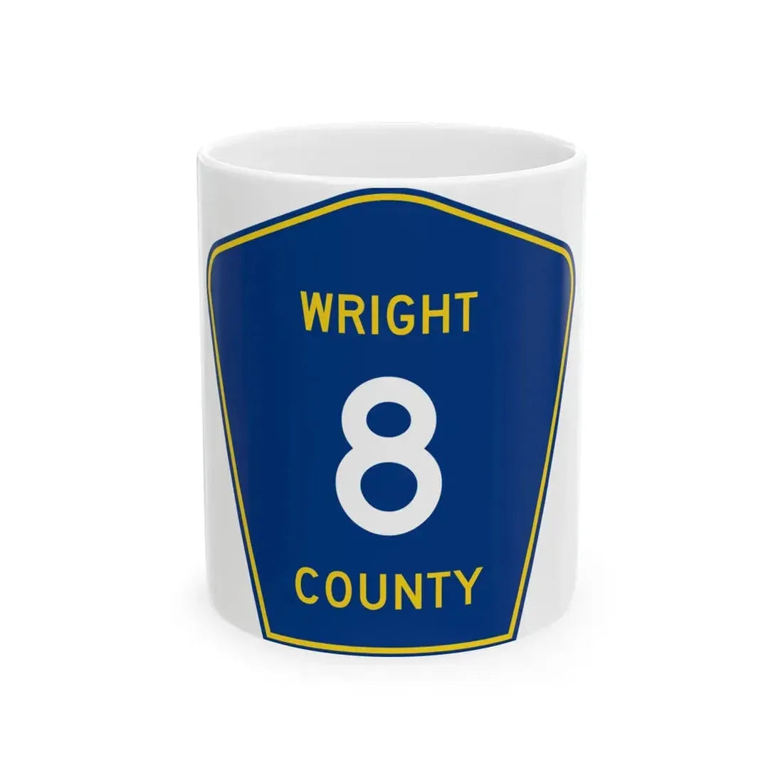 Wright County Route 8 (Minnesota) (Road Sign) White Coffee Mug 11oz - Go Mug Yourself