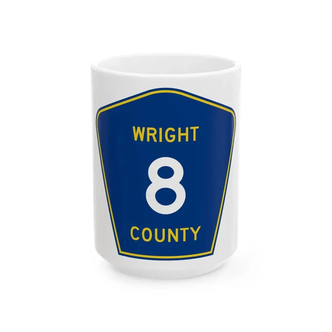 Wright County Route 8 (Minnesota) (Road Sign) White Coffee Mug 15oz - Go Mug Yourself