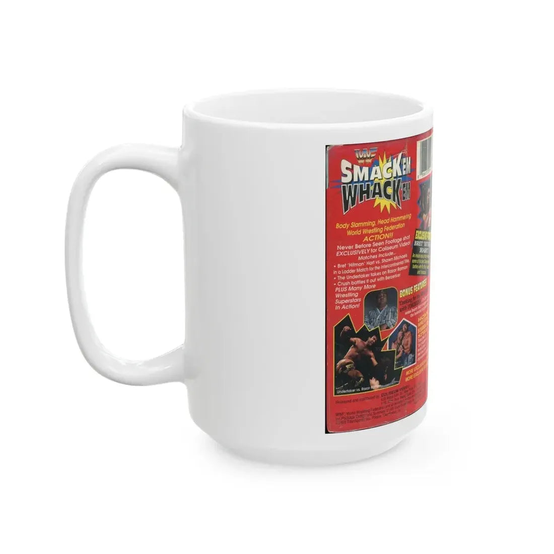 WWF SMACK EM WHACK EM (VHS COVER) - White Coffee Mug - Go Mug Yourself