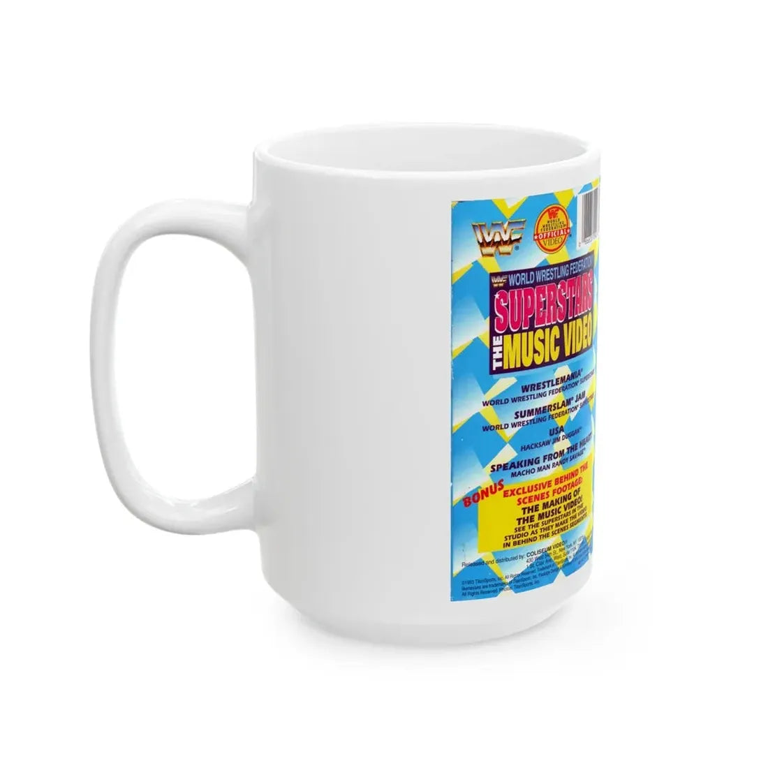 WWF SUPERSTARS THE MUSIC VIDEO (VHS COVER) - White Coffee Mug - Go Mug Yourself