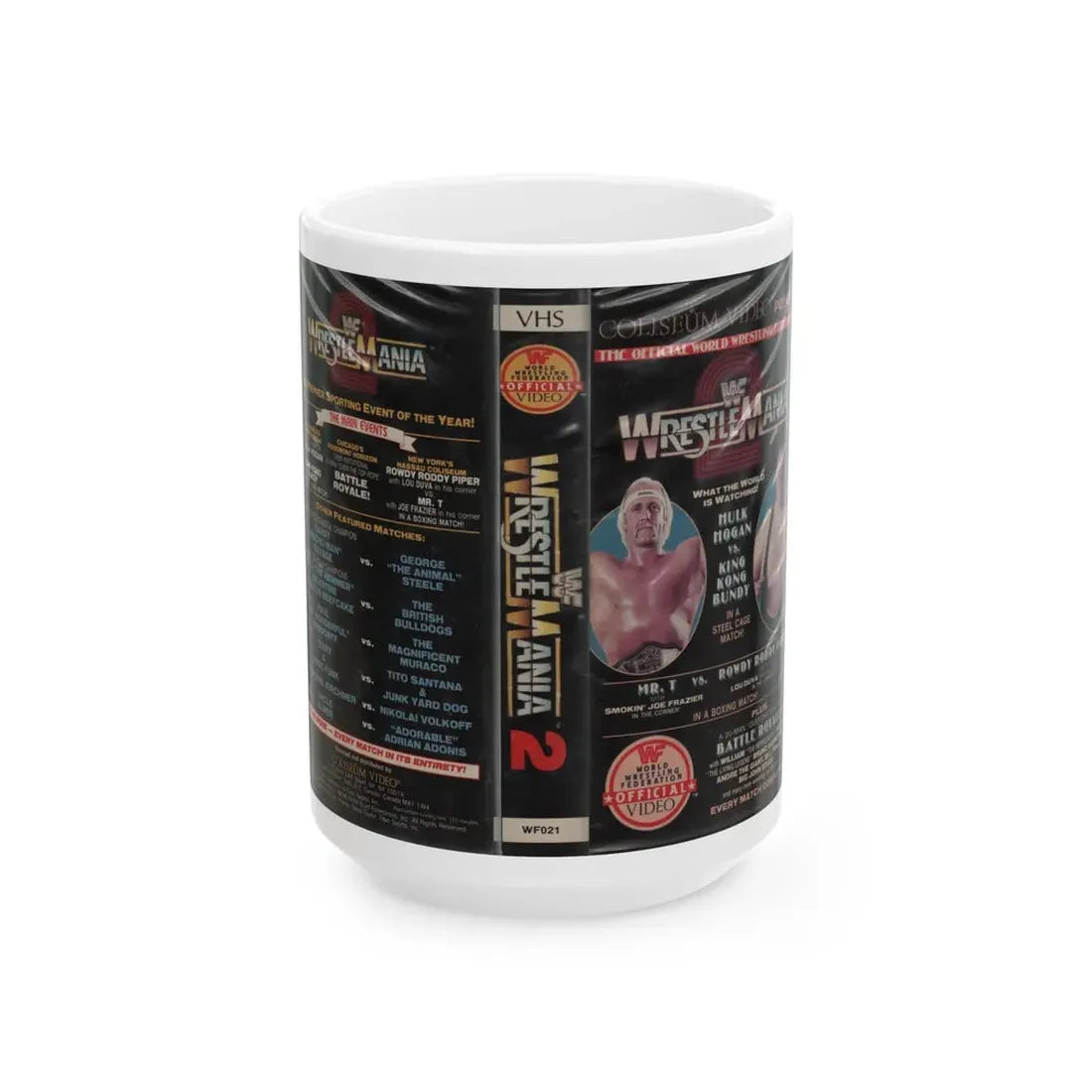 WWF WRESTLEMANIA 2 (VHS COVER) - White Coffee Mug 15oz - Go Mug Yourself