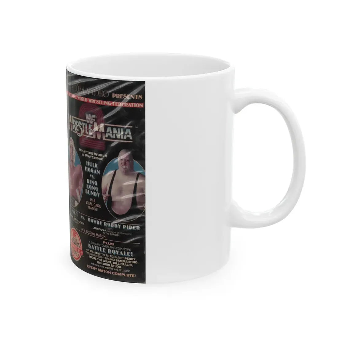 WWF WRESTLEMANIA 2 (VHS COVER) - White Coffee Mug - Go Mug Yourself