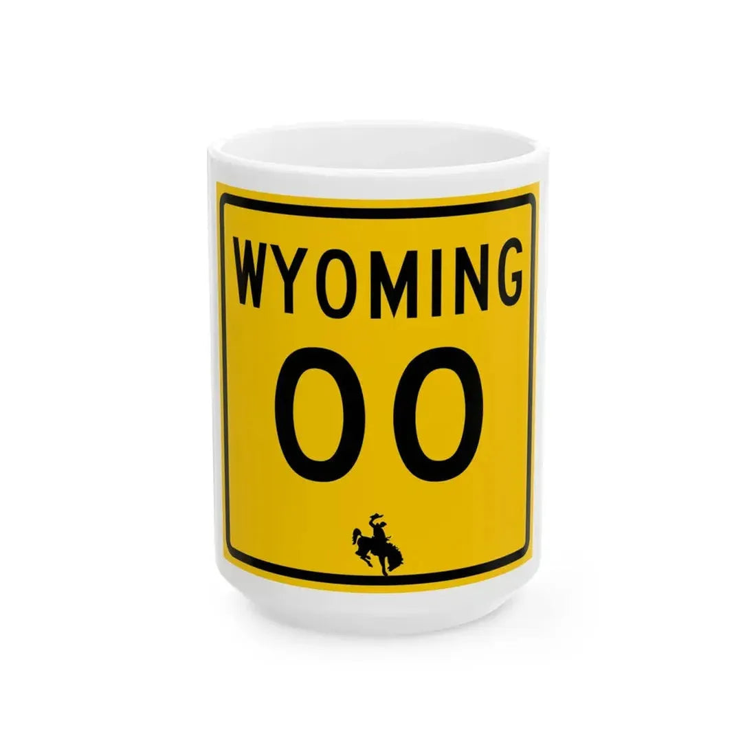 WY-00 (Wyoming) (Road Sign) White Coffee Mug 15oz - Go Mug Yourself