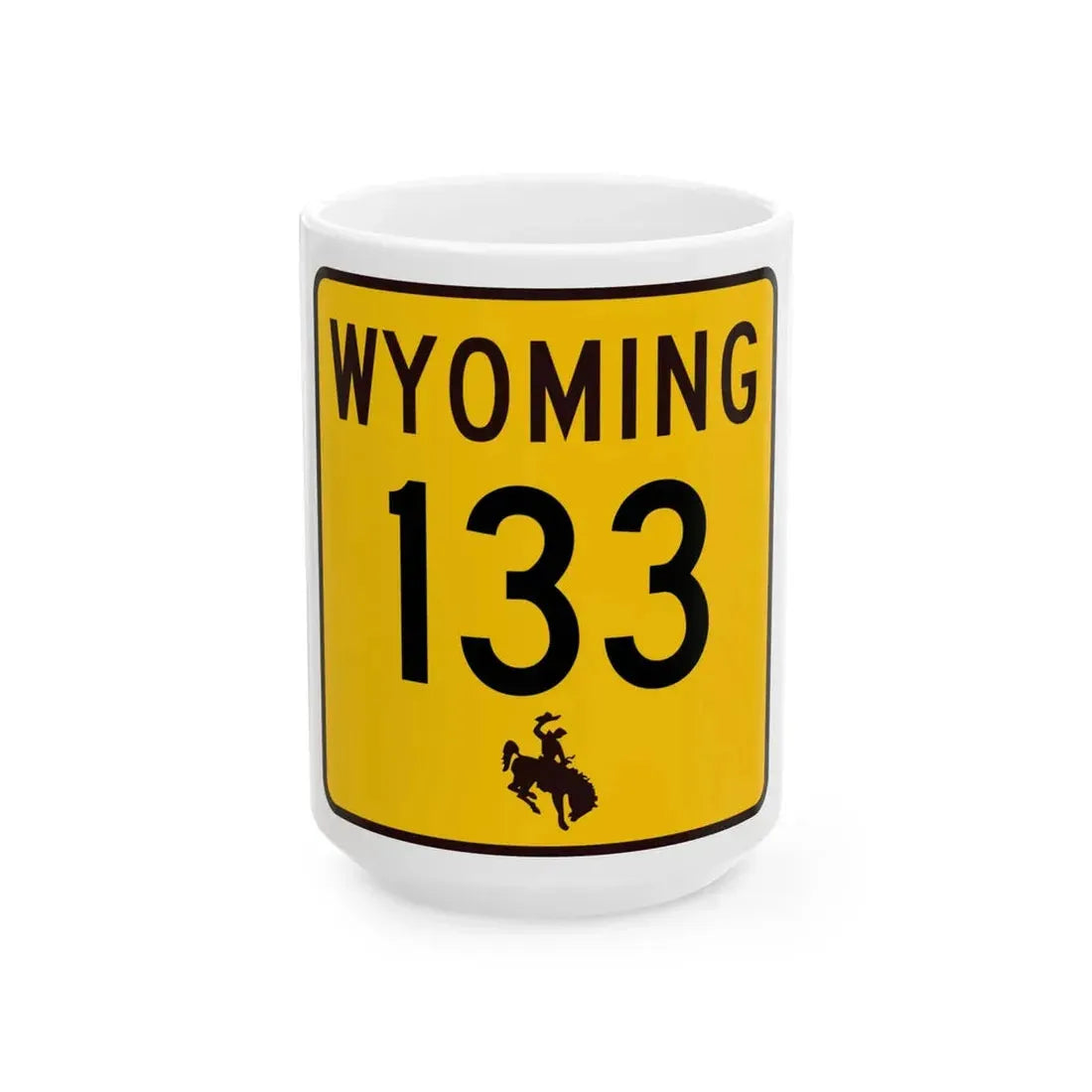 WY-133 (Wyoming) (Road Sign) White Coffee Mug 15oz - Go Mug Yourself