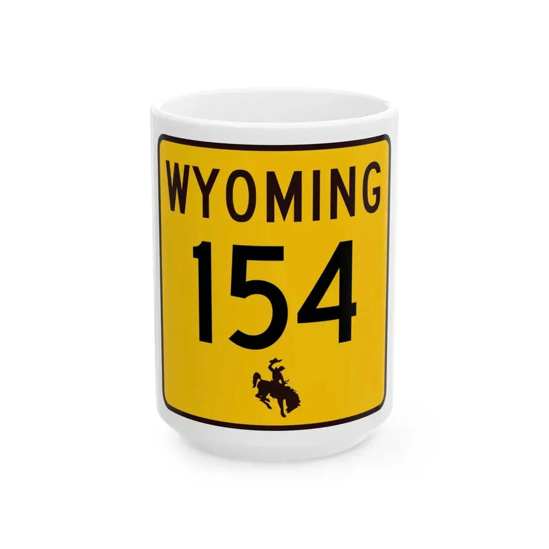WY-154 (Wyoming) (Road Sign) White Coffee Mug 15oz - Go Mug Yourself