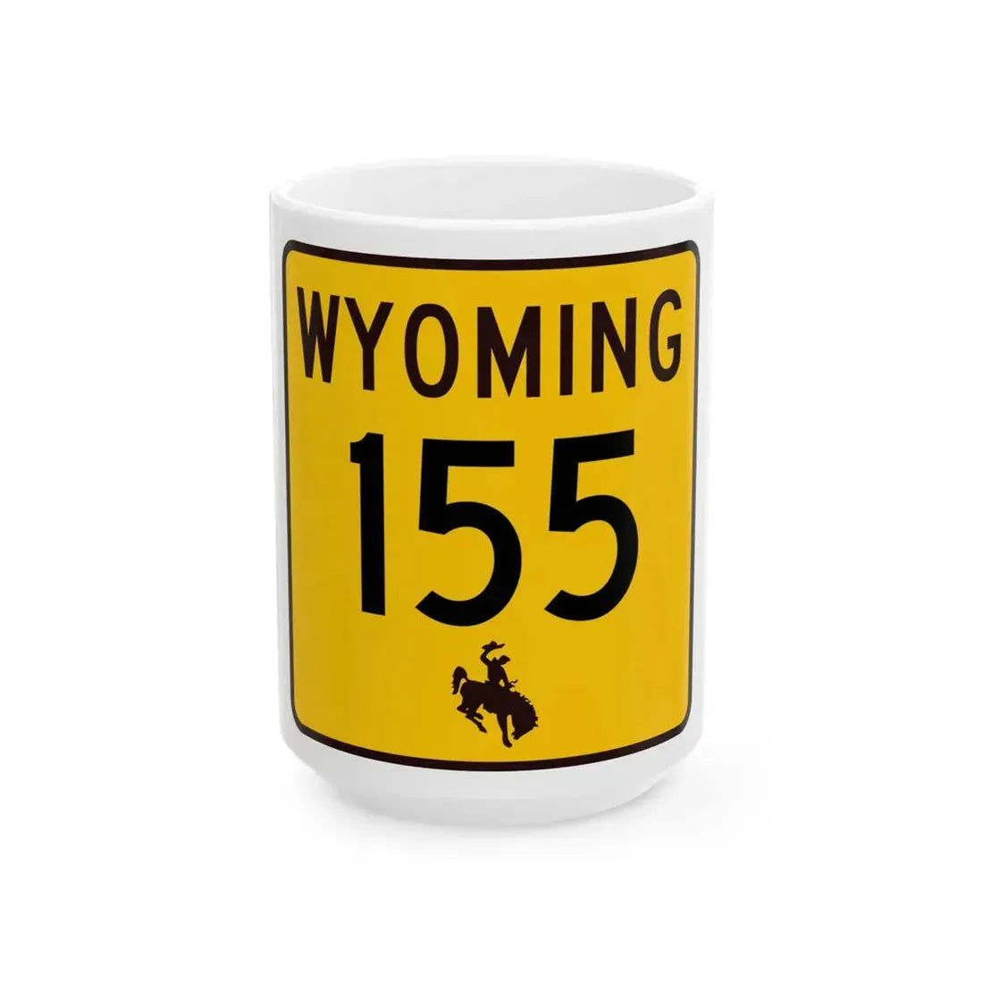 WY-155 (Wyoming) (Road Sign) White Coffee Mug 15oz - Go Mug Yourself
