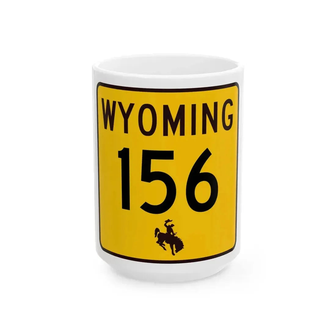 WY-156 (Wyoming) (Road Sign) White Coffee Mug 15oz - Go Mug Yourself