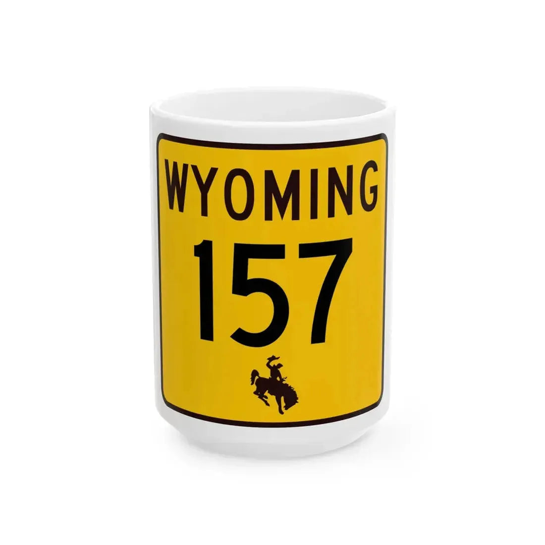 WY-157 (Wyoming) (Road Sign) White Coffee Mug 15oz - Go Mug Yourself
