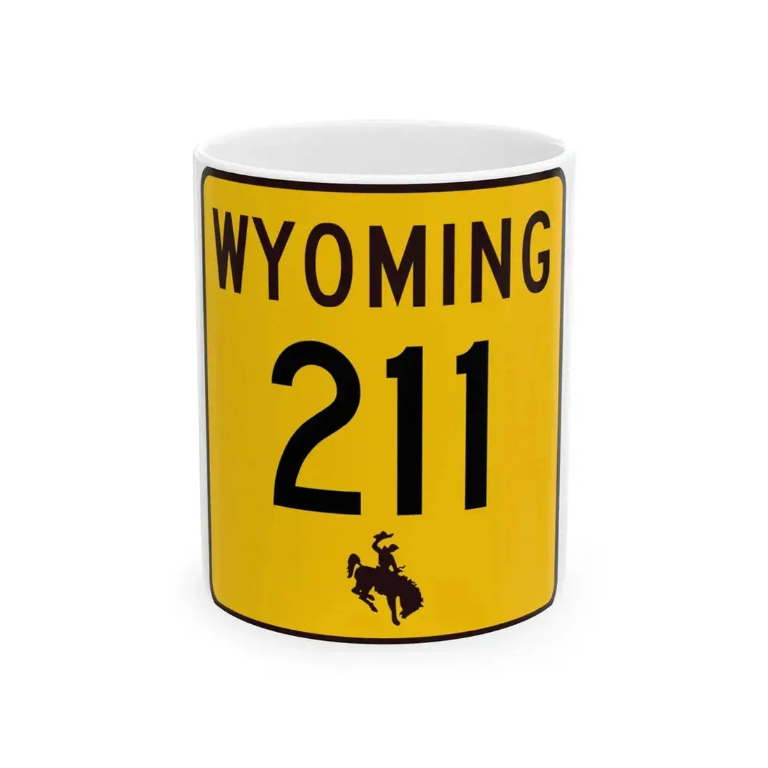 WY-211 (Wyoming) (Road Sign) White Coffee Mug 11oz - Go Mug Yourself