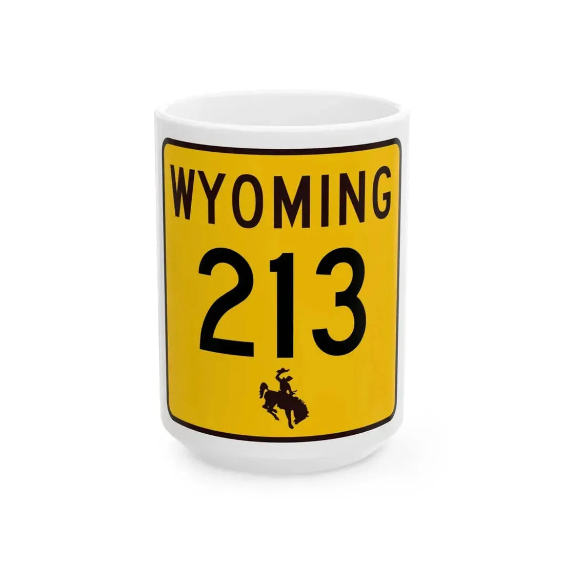 WY-213 (Wyoming) (Road Sign) White Coffee Mug 15oz - Go Mug Yourself