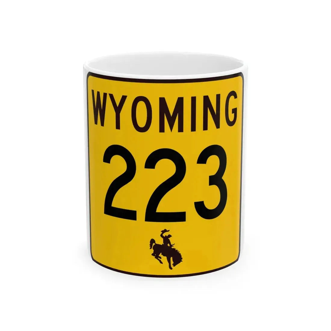 WY-223 (Wyoming) (Road Sign) White Coffee Mug 11oz - Go Mug Yourself