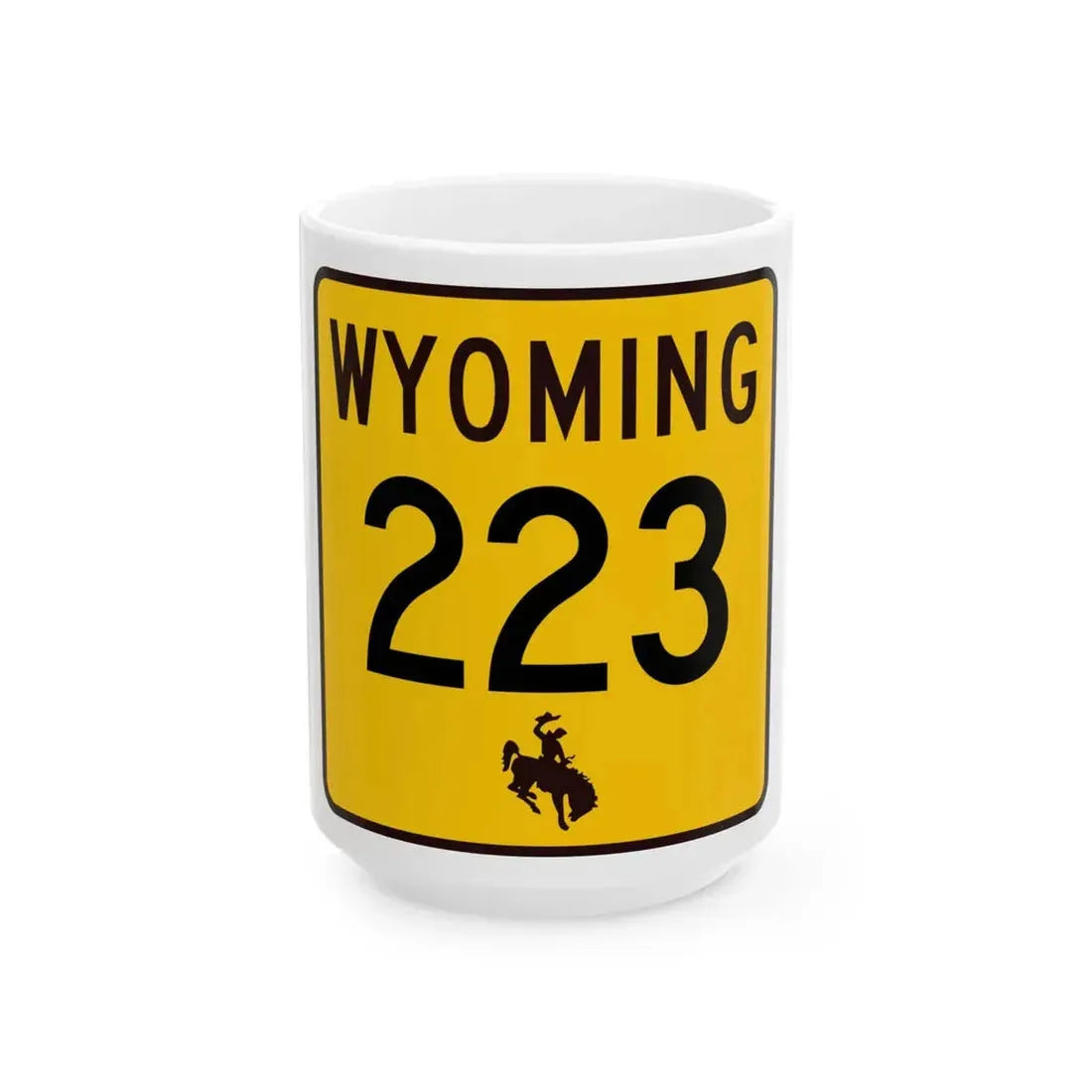 WY-223 (Wyoming) (Road Sign) White Coffee Mug 15oz - Go Mug Yourself