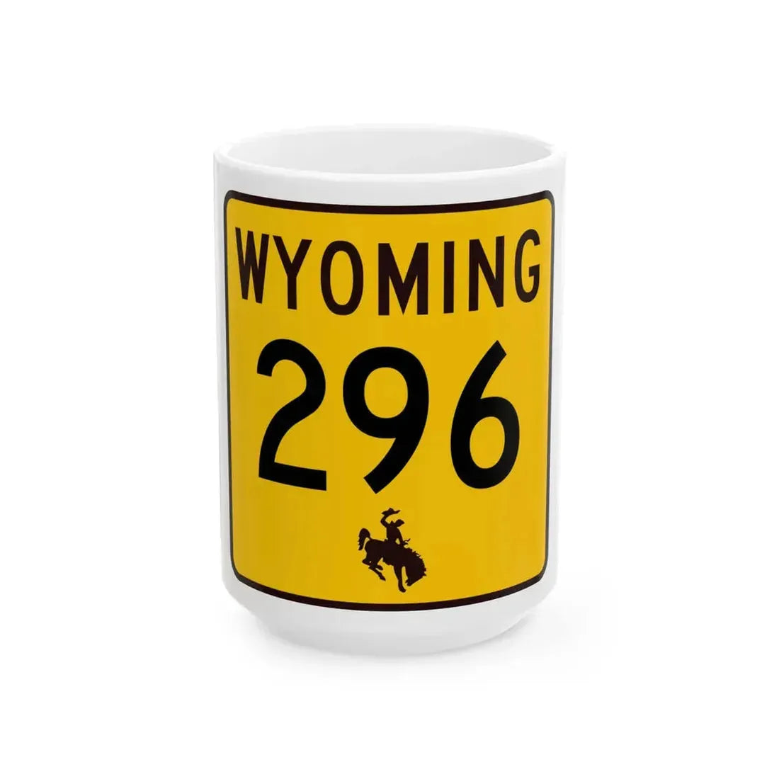 WY-296 (Wyoming) (Road Sign) White Coffee Mug 15oz - Go Mug Yourself