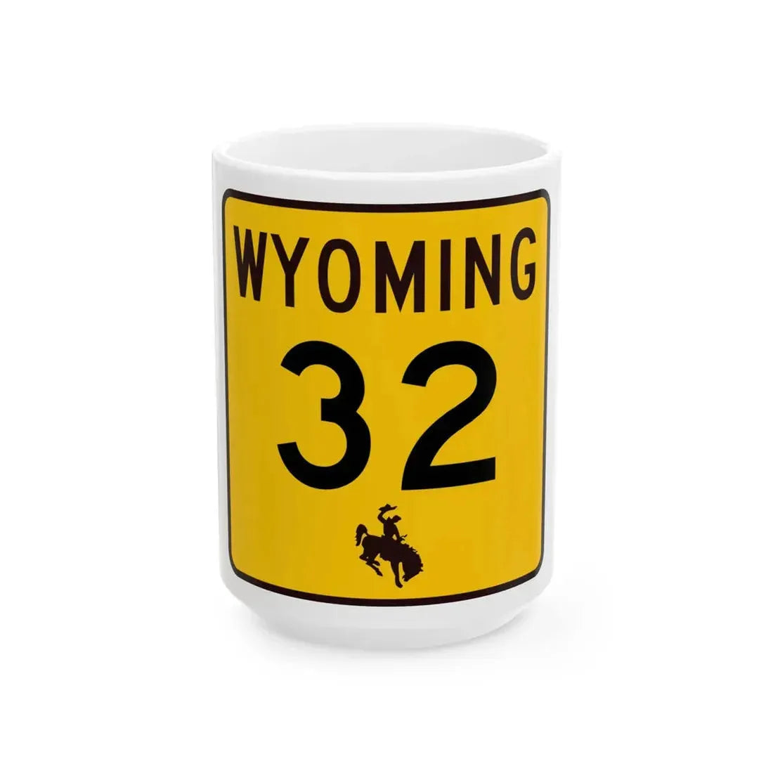 WY-32 (Wyoming) (Road Sign) White Coffee Mug 15oz - Go Mug Yourself