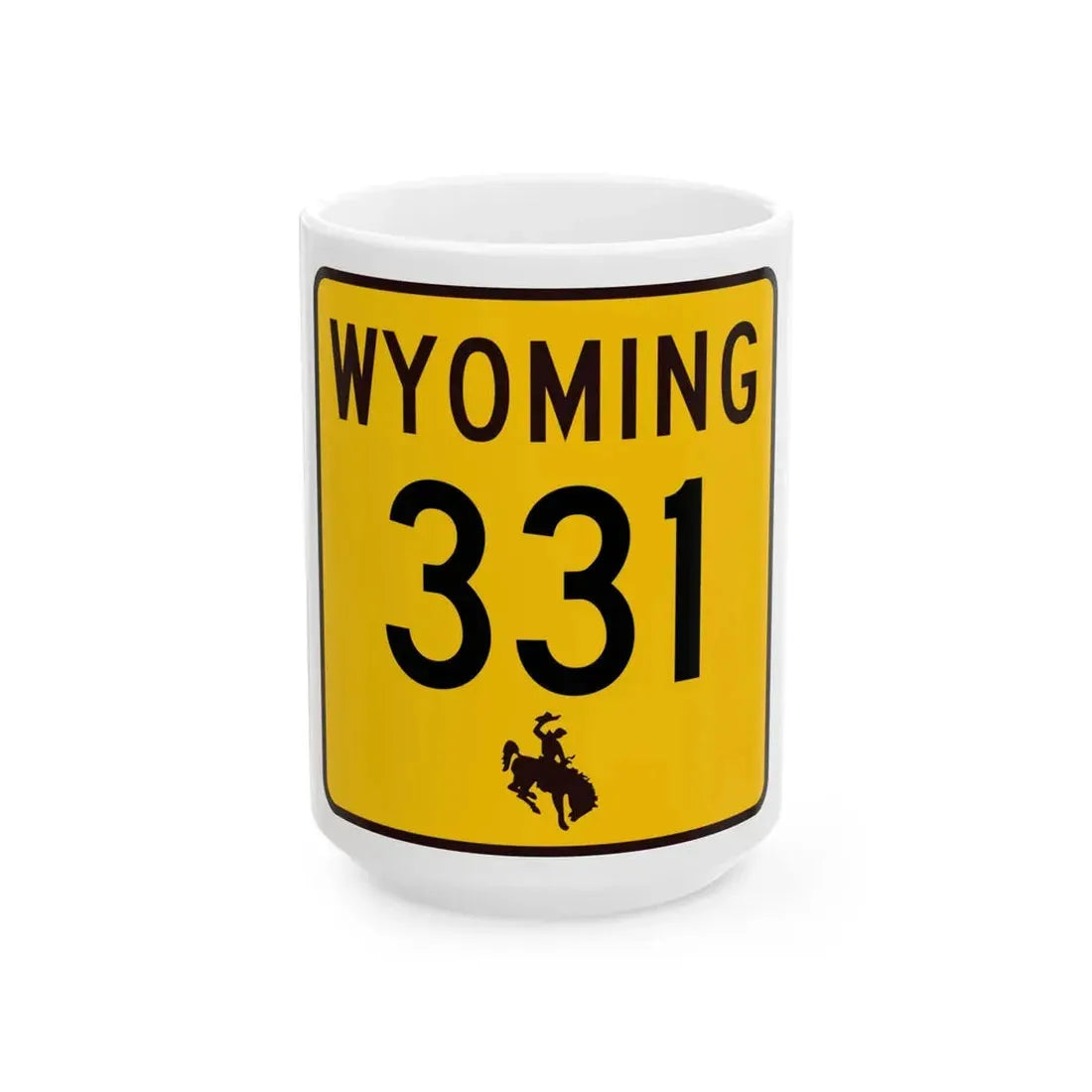 WY-331 (Wyoming) (Road Sign) White Coffee Mug 15oz - Go Mug Yourself