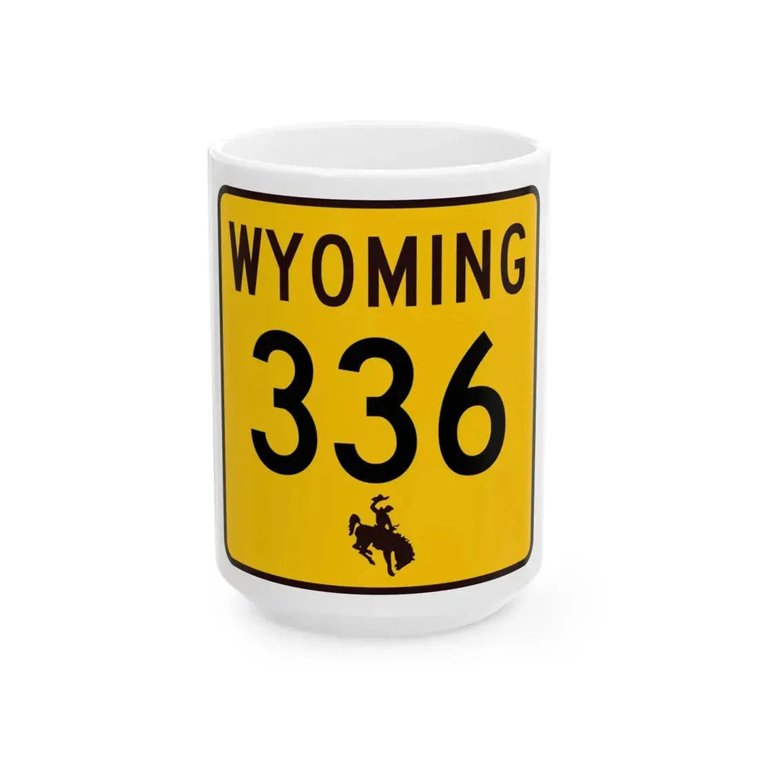 WY-336 (Wyoming) (Road Sign) White Coffee Mug 15oz - Go Mug Yourself