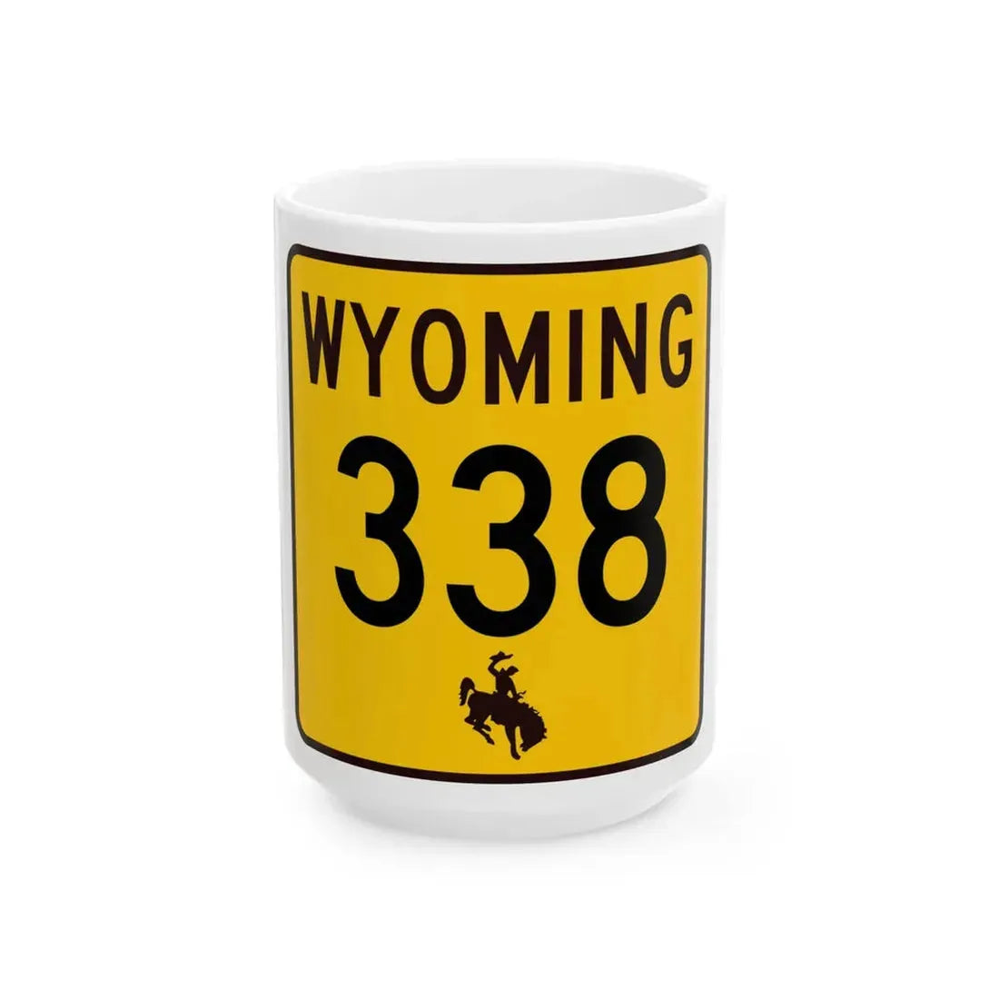 WY-338 (Wyoming) (Road Sign) White Coffee Mug 15oz - Go Mug Yourself