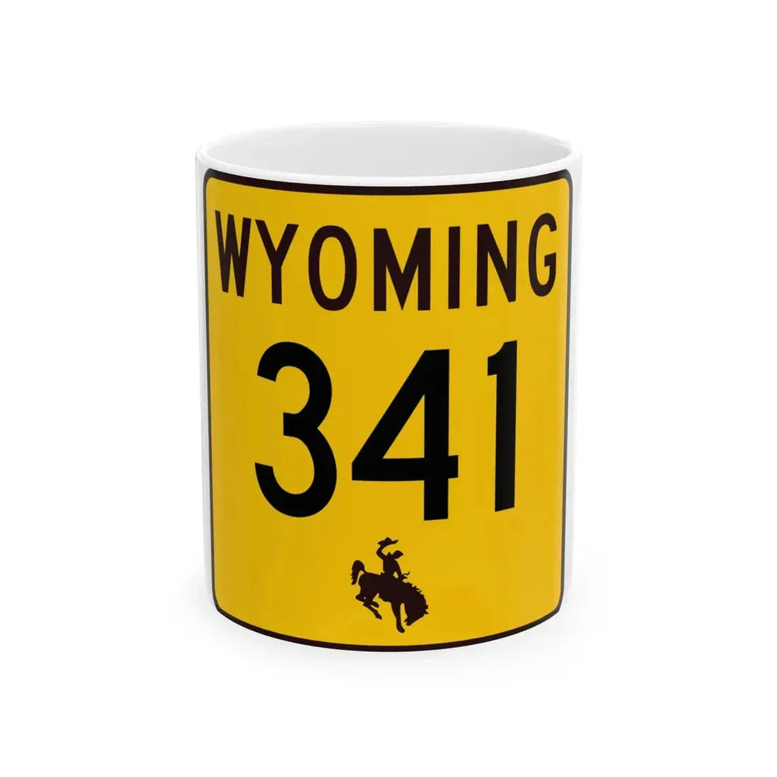 WY-341 (Wyoming) (Road Sign) White Coffee Mug 11oz - Go Mug Yourself