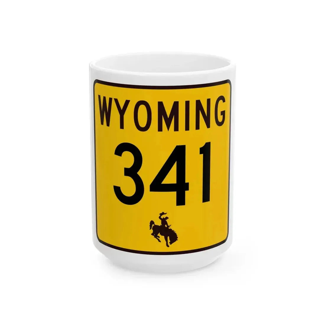 WY-341 (Wyoming) (Road Sign) White Coffee Mug 15oz - Go Mug Yourself