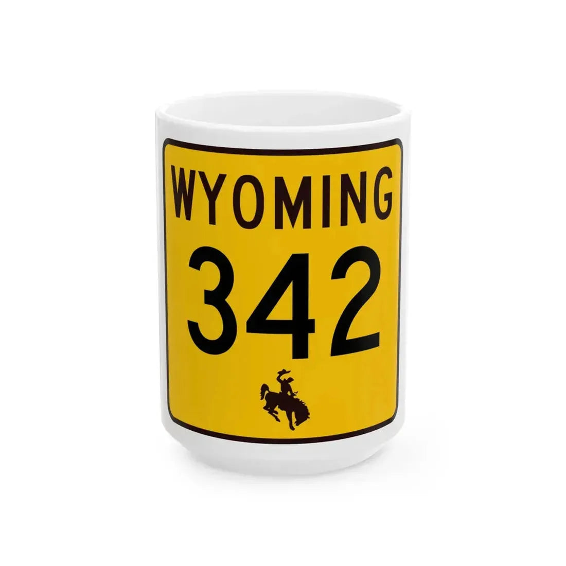 WY-342 (Wyoming) (Road Sign) White Coffee Mug 15oz - Go Mug Yourself