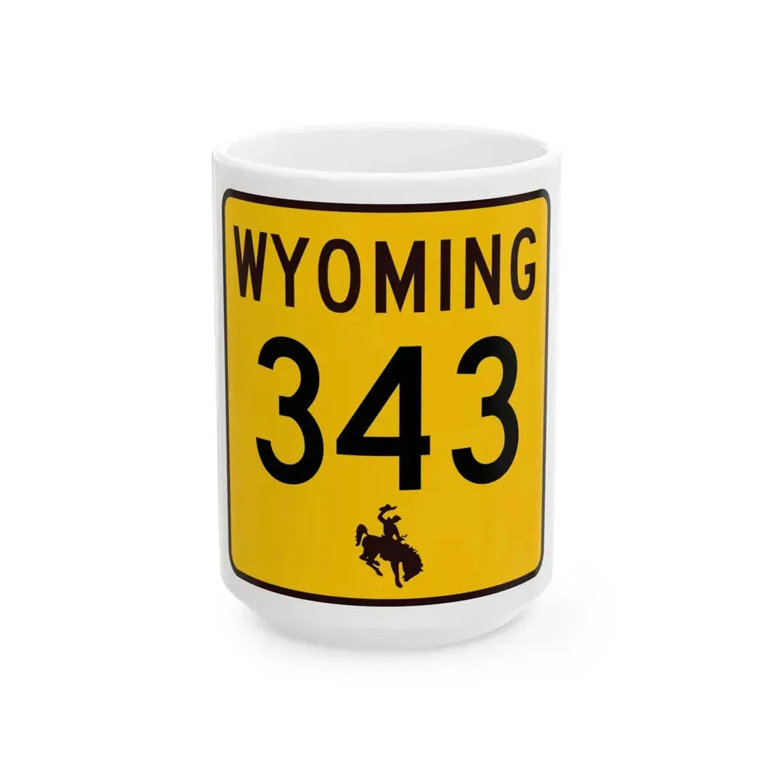 WY-343 (Wyoming) (Road Sign) White Coffee Mug 15oz - Go Mug Yourself