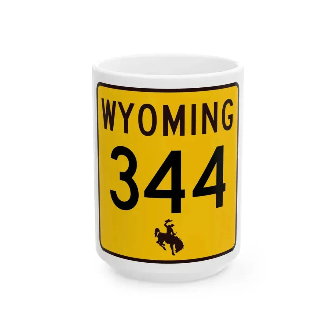 WY-344 (Wyoming) (Road Sign) White Coffee Mug 15oz - Go Mug Yourself