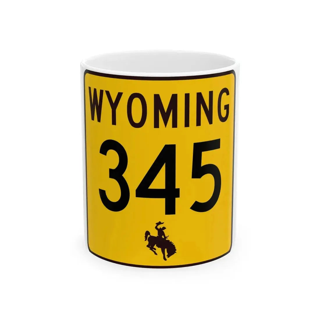 WY-345 (Wyoming) (Road Sign) White Coffee Mug 11oz - Go Mug Yourself