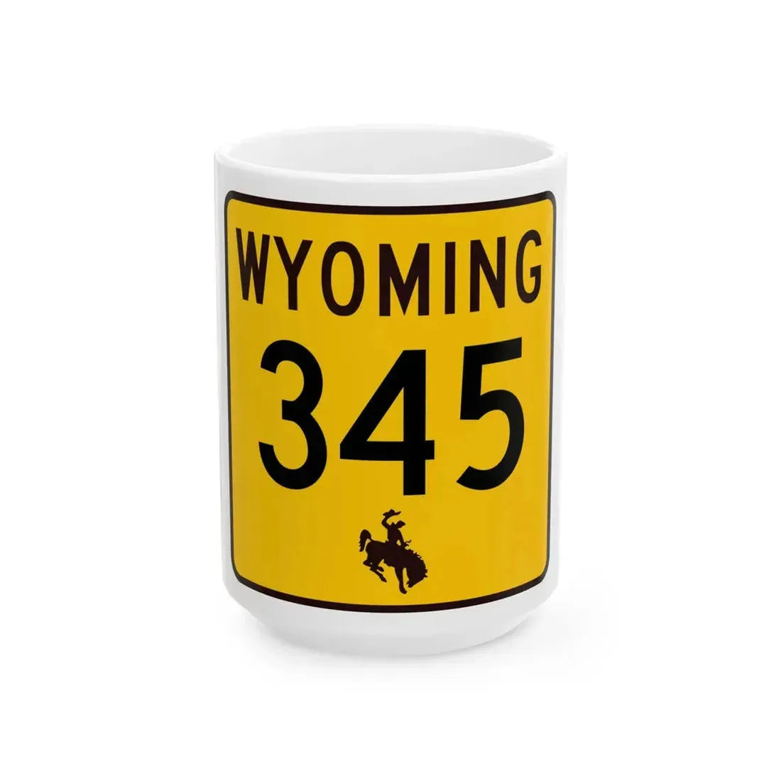 WY-345 (Wyoming) (Road Sign) White Coffee Mug 15oz - Go Mug Yourself