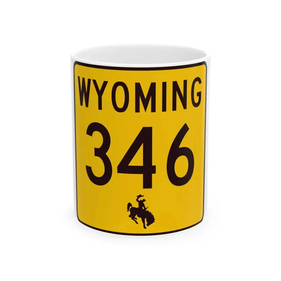 WY-346 (Wyoming) (Road Sign) White Coffee Mug 11oz - Go Mug Yourself