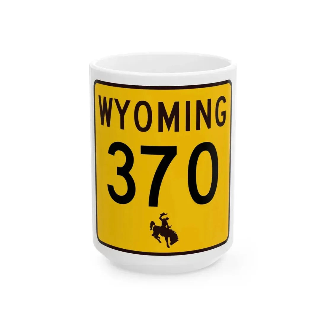 WY-370 (Wyoming) (Road Sign) White Coffee Mug 15oz - Go Mug Yourself