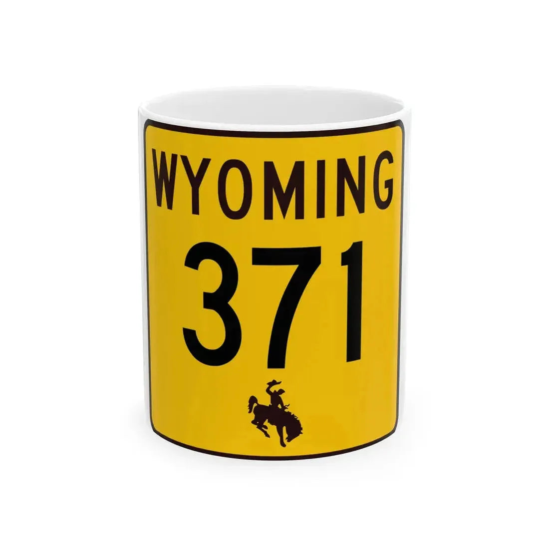 WY-371 (Wyoming) (Road Sign) White Coffee Mug 11oz - Go Mug Yourself