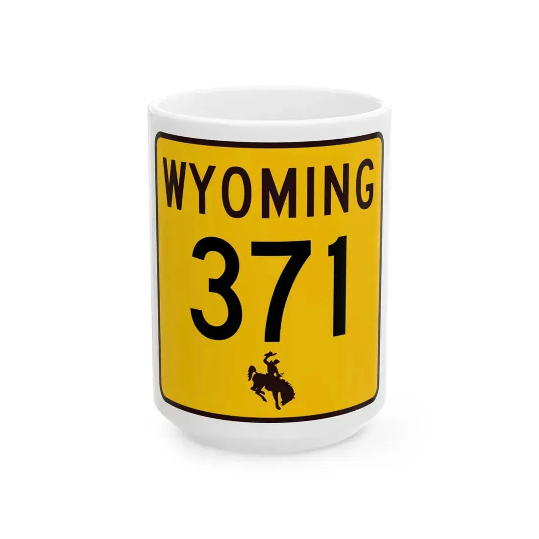 WY-371 (Wyoming) (Road Sign) White Coffee Mug 15oz - Go Mug Yourself