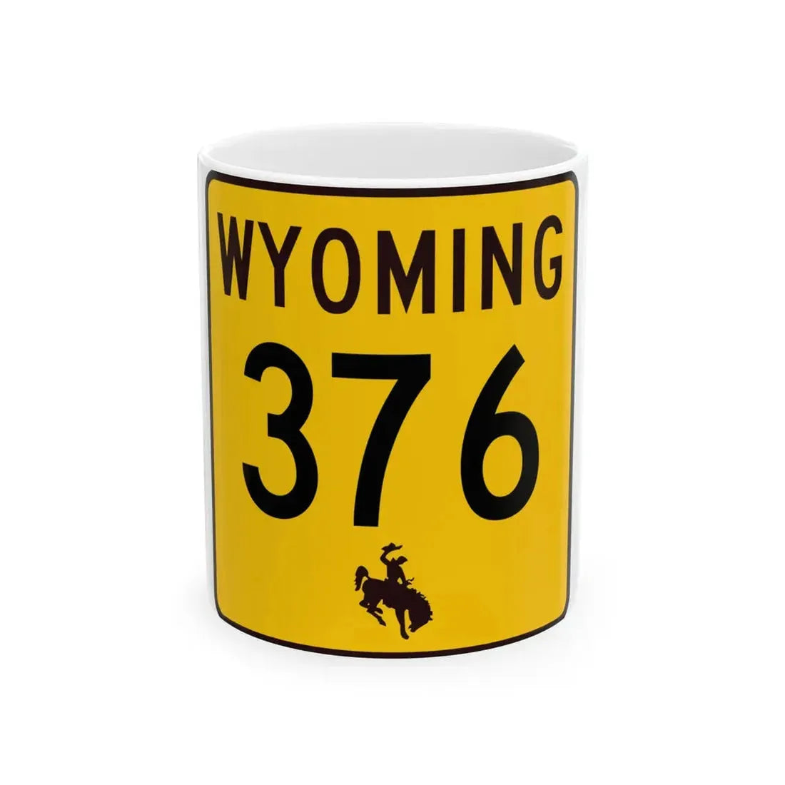 WY-376 (Wyoming) (Road Sign) White Coffee Mug 11oz - Go Mug Yourself