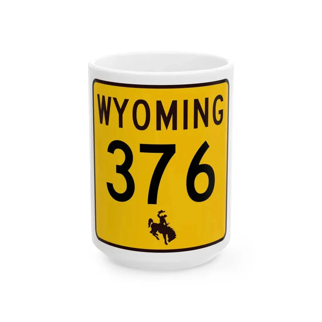 WY-376 (Wyoming) (Road Sign) White Coffee Mug 15oz - Go Mug Yourself