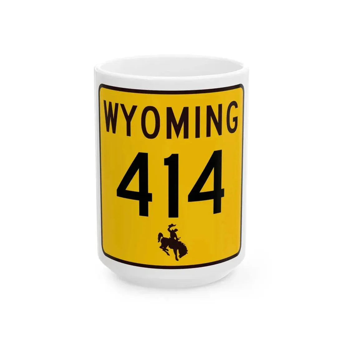WY-414 (Wyoming) (Road Sign) White Coffee Mug 15oz - Go Mug Yourself
