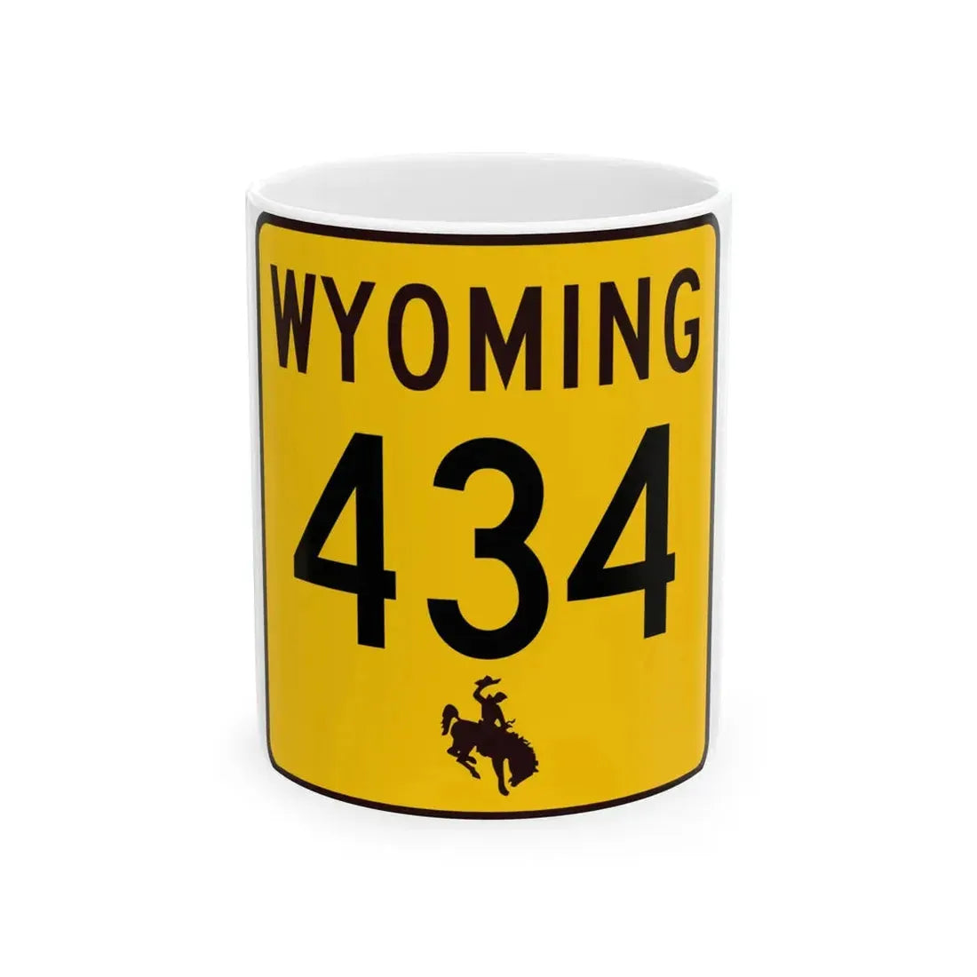 WY-434 (Wyoming) (Road Sign) White Coffee Mug 11oz - Go Mug Yourself