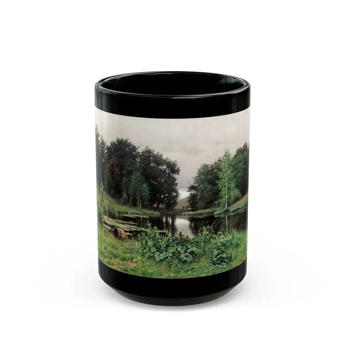 Yefim Volkov (1844-1920) Landscape with Pond - Black Coffee Mug 15oz - Go Mug Yourself