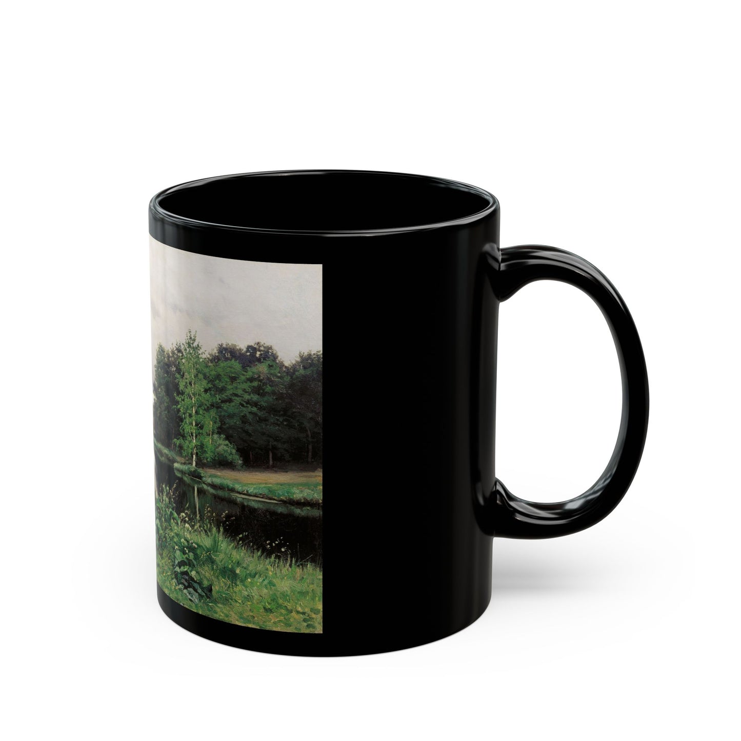 Yefim Volkov (1844-1920) Landscape with Pond - Black Coffee Mug-Go Mug Yourself