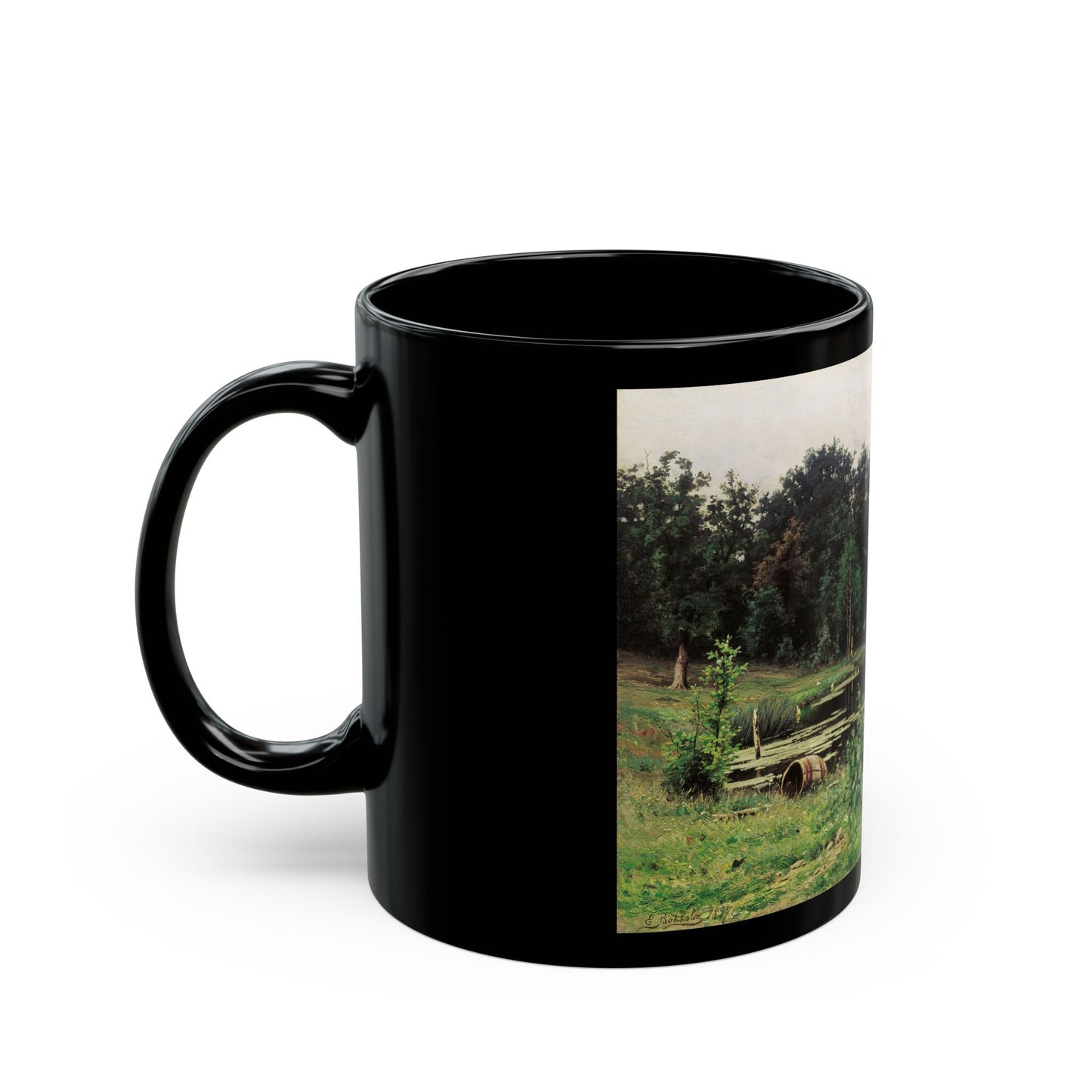Yefim Volkov (1844-1920) Landscape with Pond - Black Coffee Mug-Go Mug Yourself