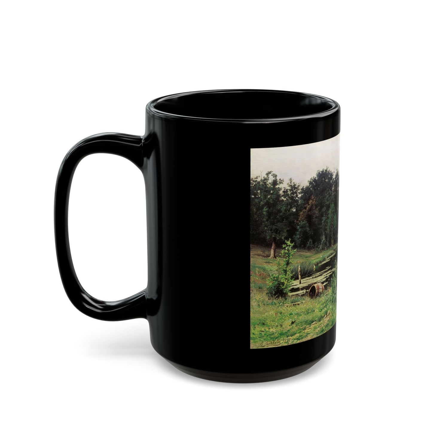 Yefim Volkov (1844-1920) Landscape with Pond - Black Coffee Mug-Go Mug Yourself