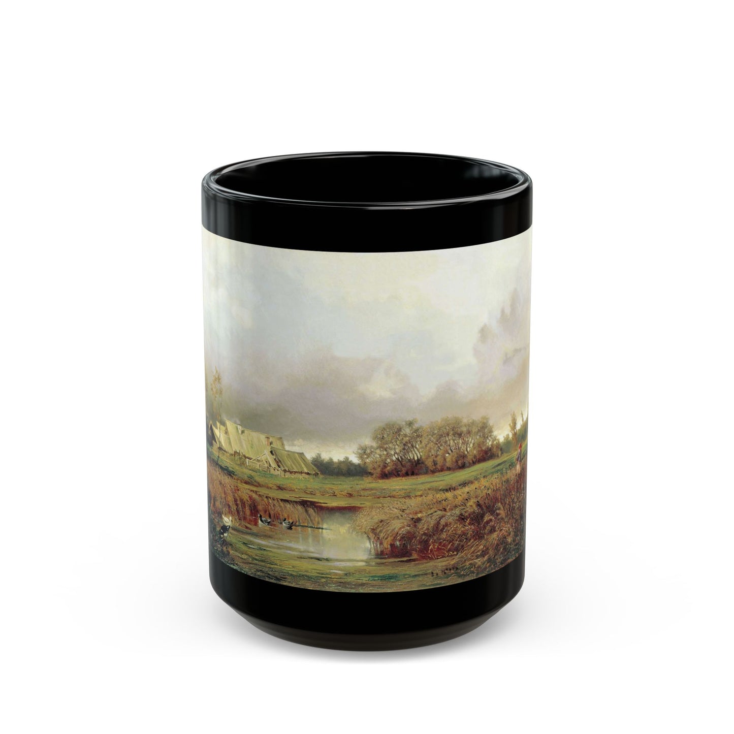 Yefim Volkov (1844-1920) Swamp in Autumn - Black Coffee Mug-15oz-Go Mug Yourself