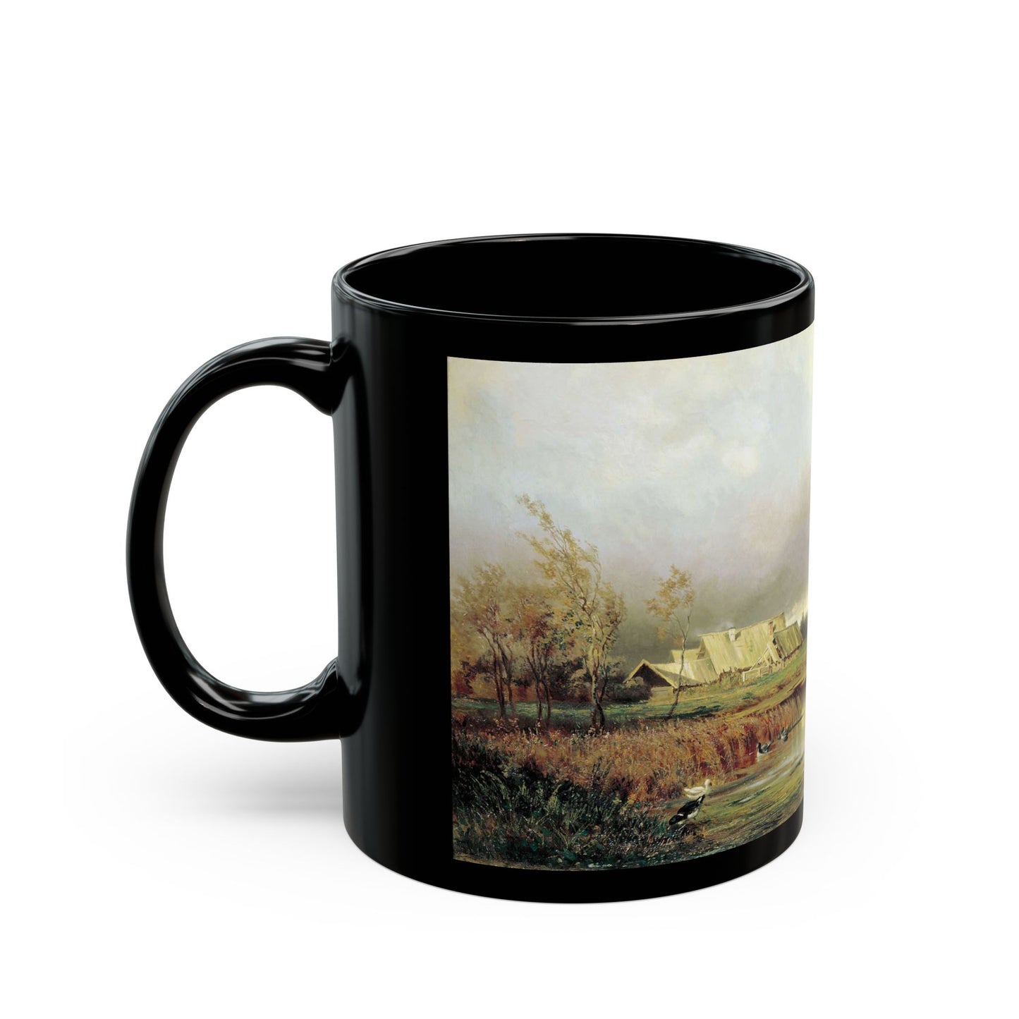 Yefim Volkov (1844-1920) Swamp in Autumn - Black Coffee Mug-Go Mug Yourself