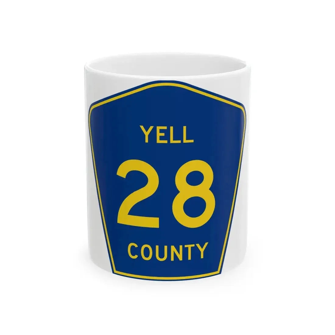 Yell County Route 28 AR (Arkansas) (Road Sign) White Coffee Mug 11oz - Go Mug Yourself