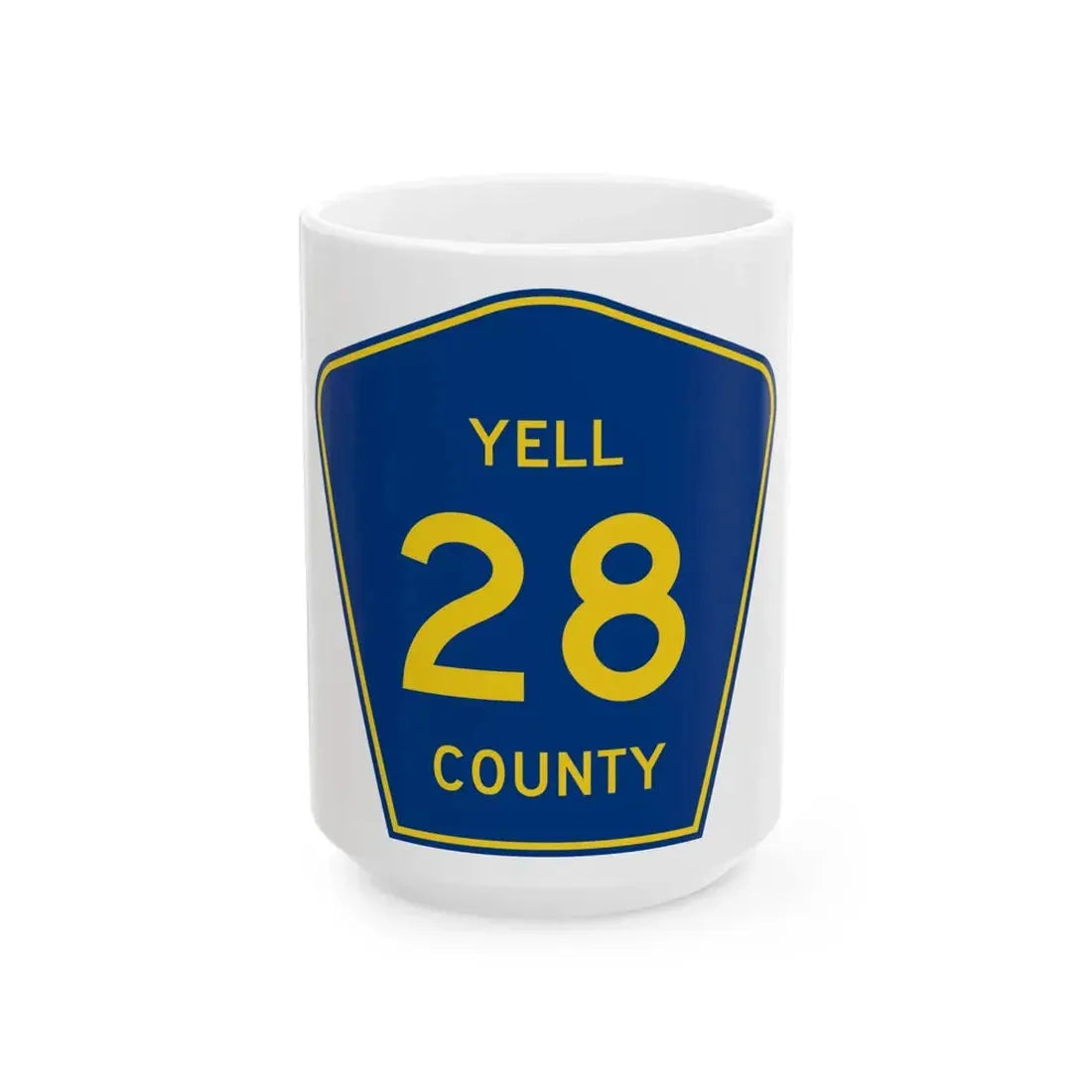 Yell County Route 28 AR (Arkansas) (Road Sign) White Coffee Mug 15oz - Go Mug Yourself