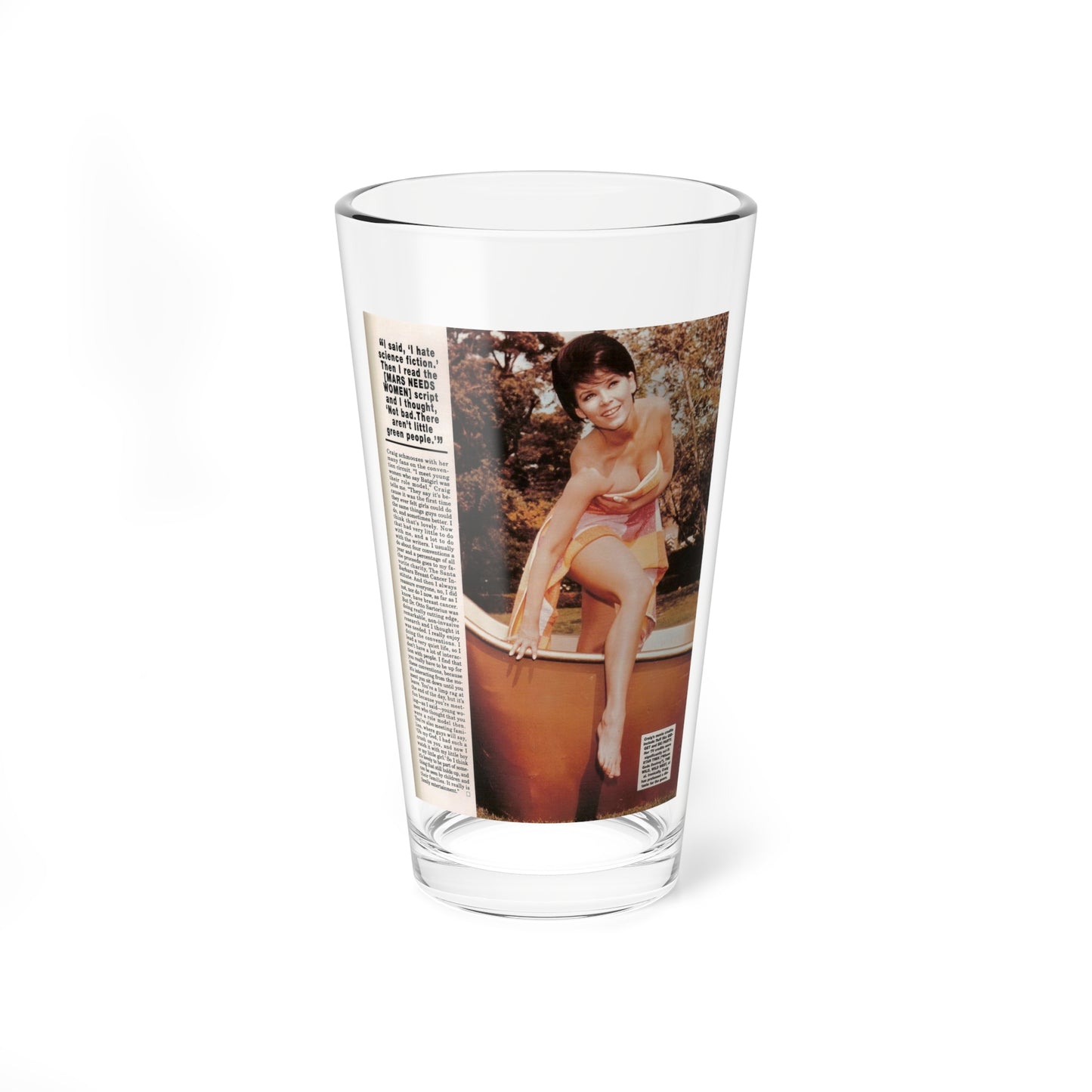 Yvonne Craig #212 - Femme Fatales Mag. December '98 Vol. 7 Issue #7 (Vintage Female Icon) Pint Glass 16oz-16oz-Go Mug Yourself